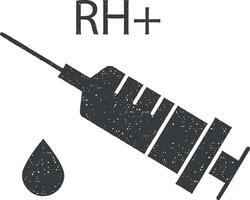 medicamento, sangue, teste ícone vetor ilustração dentro carimbo estilo
