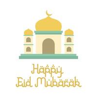 feliz eid Mubarak saudações crachá ilustração vetor