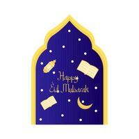 feliz eid Mubarak saudações crachá ilustração vetor