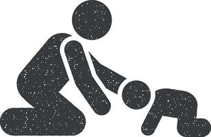 pai, bebê, chorando ícone vetor ilustração dentro carimbo estilo