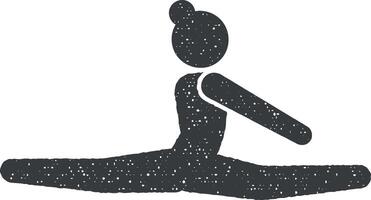 mulheres, ioga, posição ícone vetor ilustração dentro carimbo estilo