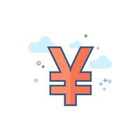 Japão iene símbolo ícone plano cor estilo vetor ilustração
