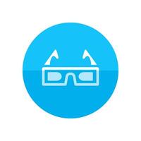 3d óculos ícone dentro plano cor círculo estilo. objeto entretenimento três dimensional visão assistindo filme filme vetor