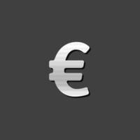 euro moeda símbolo ícone dentro metálico cinzento cor estilo. dinheiro mercado Europa vetor