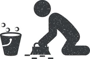 homem lavando vetor ícone ilustração com carimbo efeito