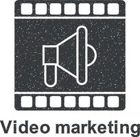 conectados marketing, vídeo marketing vetor ícone ilustração com carimbo efeito