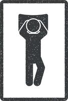 homem dormir em costas com mãos jogado sobre cabeça vetor ícone ilustração com carimbo efeito
