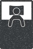 homem dormir em costas debaixo cobertor vetor ícone ilustração com carimbo efeito
