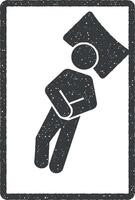 homem dormir em costas com braços cruzado vetor ícone ilustração com carimbo efeito