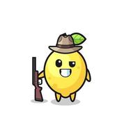 mascote caçador de limão segurando uma arma vetor