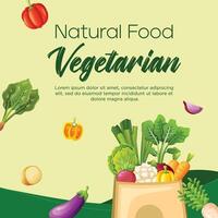 saudável vegetariano Comida social meios de comunicação postar modelo Projeto vetor