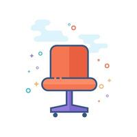 escritório cadeira ícone plano cor estilo vetor ilustração