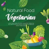 social meios de comunicação postar vegetariano Comida modelo Projeto vetor