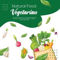 social meios de comunicação postar vegetariano Comida modelo Projeto vetor