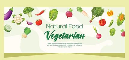 saudável vegetariano Comida bandeira modelo Projeto vetor