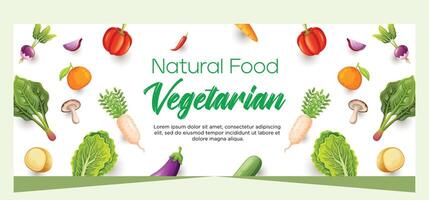 vegetariano horizontal bandeira modelo Projeto vetor