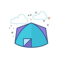 acampamento barraca ícone plano cor estilo vetor ilustração