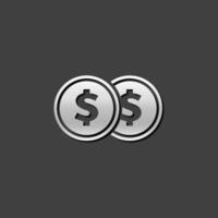 moeda dinheiro ícone dentro metálico cinzento cor estilo. riqueza finança investimento vetor
