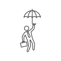 homem de negocios guarda-chuva ícone dentro fino esboço estilo vetor