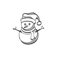 mão desenhado esboço ícone boneco de neve vetor