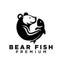 Urso segurando peixe logotipo ícone Projeto ilustração vetor