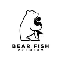 Urso segurando peixe logotipo ícone Projeto ilustração vetor