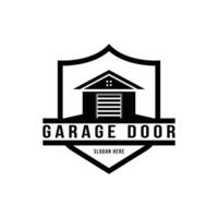 garagem porta logotipo Projeto conceito idéia com escudo vetor
