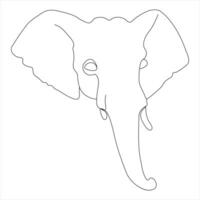 solteiro linha contínuo desenhando do uma elefante cabeça e conceito mundo selvagem vida dia esboço vetor ilustração