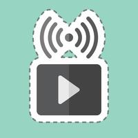 adesivo linha cortar vídeo transmissão. relacionado para podcast símbolo. simples Projeto editável. simples ilustração vetor