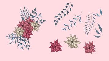conjunto de elementos florais editáveis elegantes arranjos de flores de jardim vetor
