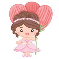 Rosa pequeno jardim Princesa menina desenho animado ilustração vetor clipart adesivo fundo decoração