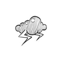mão desenhado esboço ícone clima nublado tempestade vetor