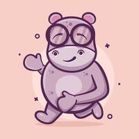engraçado hipopótamo animal personagem mascote corrida isolado desenho animado dentro plano estilo Projeto vetor