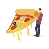 pizza fatia clipart, cara com velozes Comida. peça do italiano cozinha, pizzaria clipart, almoço com mussarela, queijo gotejamento. vetor ilustração