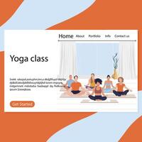 ioga classe página, retiro exercício fot grupo ilustração. harmonia e bem estar pose para corpo, ioga meditar exercício. vetor ginástica e meditação relaxamento