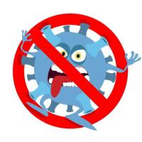 proibido monstro micróbio, proibição epidemia surto, banimento coronavírus organismo, vírus covid-19 bactéria. vetor ilustração