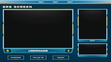 stream overlay brb blue screen overlay chatbox, painel, alerta vetor