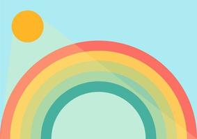 ilustração colorida do arco-íris com céu azul claro vetor