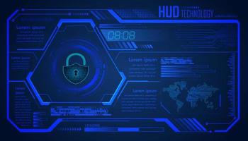 hud cyber circuito conceito de tecnologia futura segurança de fundo, cadeado fechado de segurança, vetor