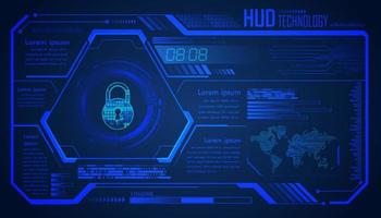 hud cyber circuito conceito de tecnologia futura segurança de fundo, cadeado fechado de segurança, vetor