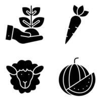 pacote de ícones sólidos de frutas e vegetais vetor
