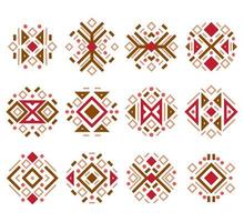 conjunto de padrões da moda mexicana, asteca e nativa americana. elementos navajo vetor