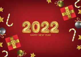 balões de ano novo com texto de arte de 2022 vetor