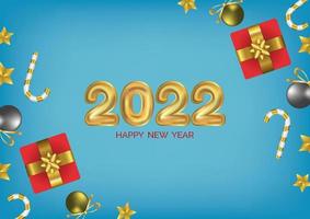 texto de balões de arte de ano novo 2022 vetor