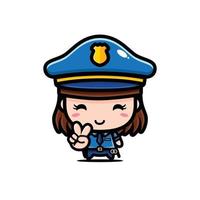 desenho de personagem chibi policial fofo vetor