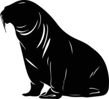 norte elefante foca Preto silhueta vetor