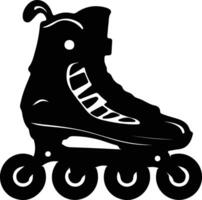 na linha patins Preto silhueta vetor