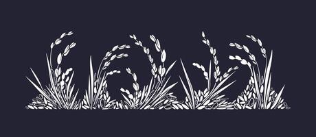 arroz campo, misturar grãos vetor textura desenhado plantar