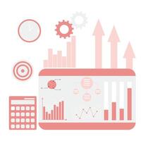 avaliação comparativa e teste gráficos gráfico e indicador para negócios. vetor ilustração. o negócio referência, financeiro tecnologia, desenvolvimento serviço, isolado diagrama, progresso calcular perfomance