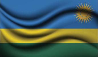 desenho realista de bandeira de ondulação de Ruanda vetor
